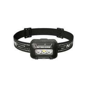 Nitecore HA13 torcia frontale compatta con triplo LED e fascia elastica regolabile con dettagli riflettenti, alimentazione IBRIDA. Collezione 2026.