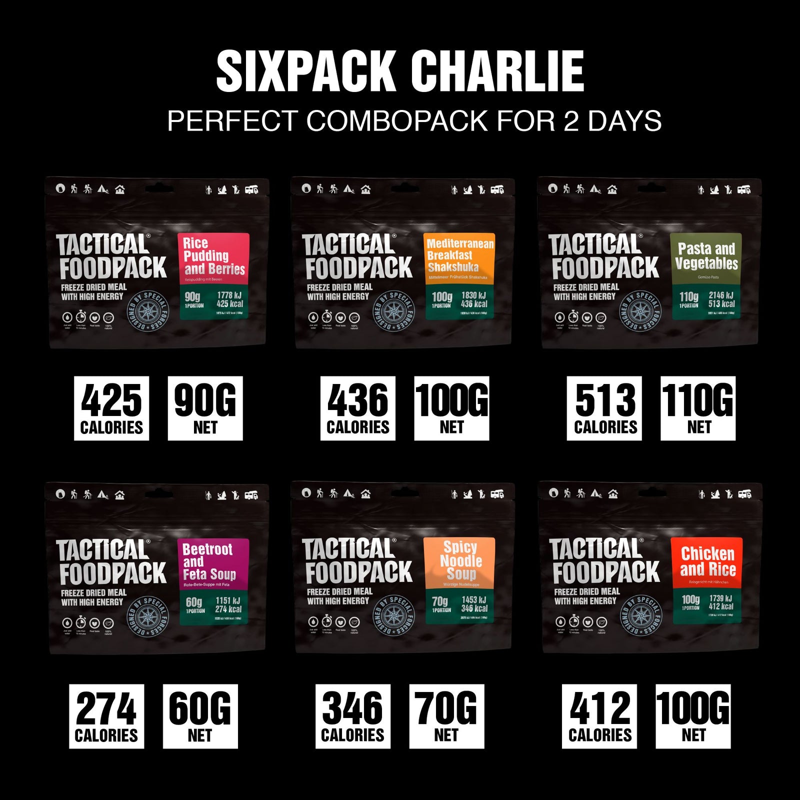 Tactical Foodpack | Tactical Sixpack Charlie 530g - Per escursioni di 2 giorni