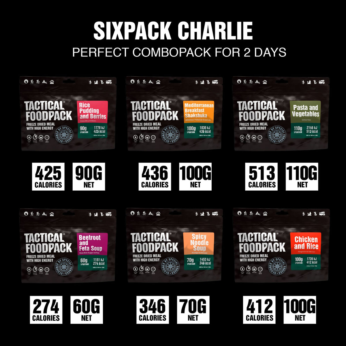 Tactical Foodpack | Tactical Sixpack Charlie 530g - Per escursioni di 2 giorni