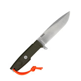 Extrema Ratio F.O.K. Outdoor coltello a lama fissa. Lama in acciaio Nitrogen 58 HRC con profilo drop point e finitura satinata. Manico ergonomico smontabile con singolo vite di fissaggio e laccio di sicurezza. Design compatto e robusto ideale per bushcraft e attività all'aperto.