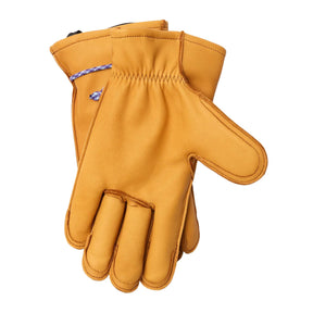 Crud Sweden Guanti Mitsuhiko 2.0 Re:Newool Lined invernali in pelle pieno fiore. Fodera interna in lana riciclata per massimo isolamento termico. Design artigianale robusto con polsino corto e asola in paracord. Ideali per bushcraft, lavori pesanti e protezione dal freddo.