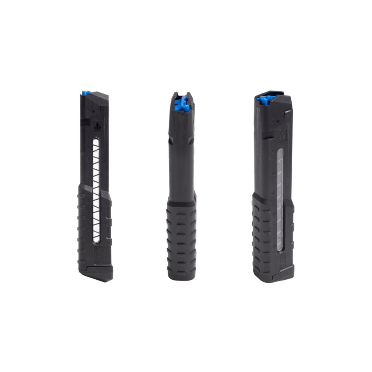 UTG PD933 Polymer Windowed Magazine Caricatore in polimero ad alta resistenza da 33 colpi calibro 9mm compatibile con Glock dotato di finestra laterale per il controllo rapido delle munizioni residue e elevatore blu ad alta visibilità per massima affidabilità nel tiro