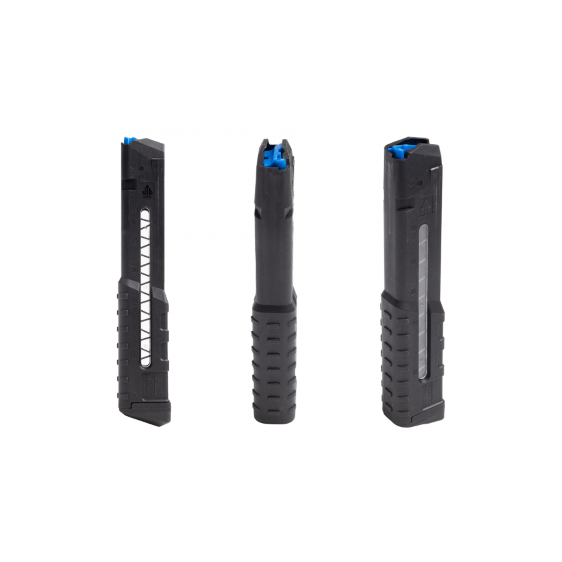 UTG PD933 Polymer Windowed Magazine Caricatore in polimero ad alta resistenza da 33 colpi calibro 9mm compatibile con Glock dotato di finestra laterale per il controllo rapido delle munizioni residue e elevatore blu ad alta visibilità per massima affidabilità nel tiro