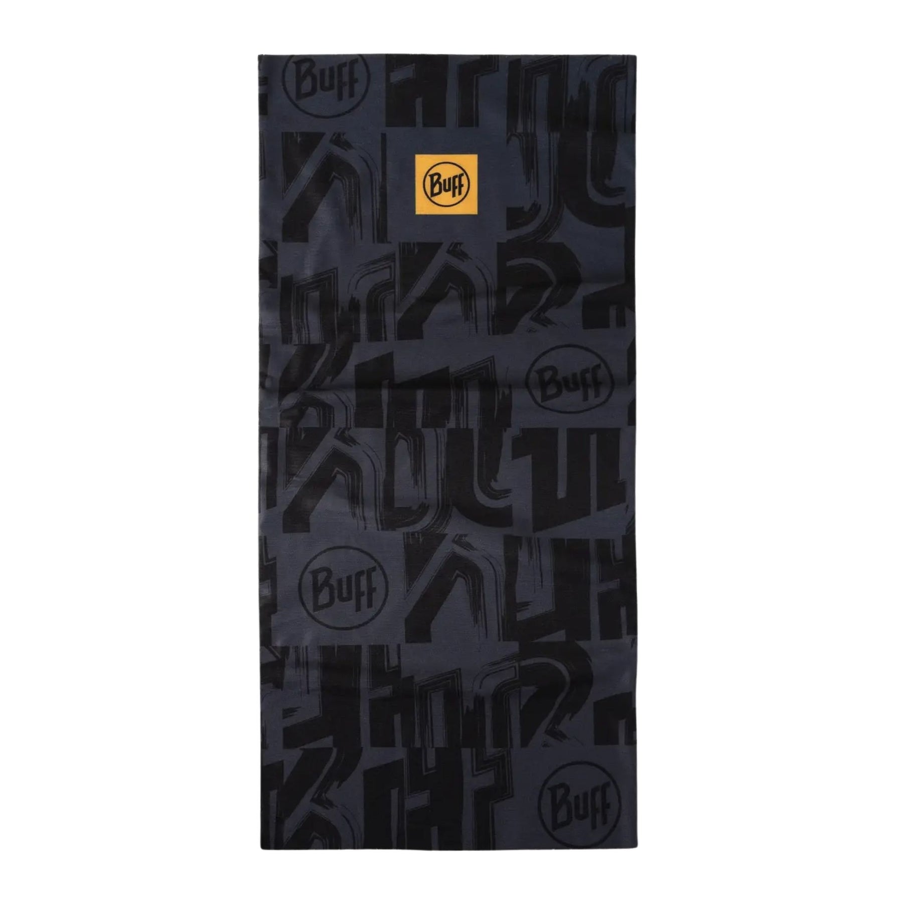 Buff CoolNet UV Neckwear Losne Graphite Scaldacollo tubolare con protezione solare UPF 50 e tecnologia HeiQ Smart Temp. Tessuto elastico riciclato con pattern grafico astratto e logo Buff centrale. Accessorio traspirante ideale per sport outdoor e gestione dell'umidità.