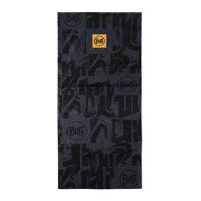 Buff CoolNet UV Neckwear Losne Graphite Scaldacollo tubolare con protezione solare UPF 50 e tecnologia HeiQ Smart Temp. Tessuto elastico riciclato con pattern grafico astratto e logo Buff centrale. Accessorio traspirante ideale per sport outdoor e gestione dell'umidità.