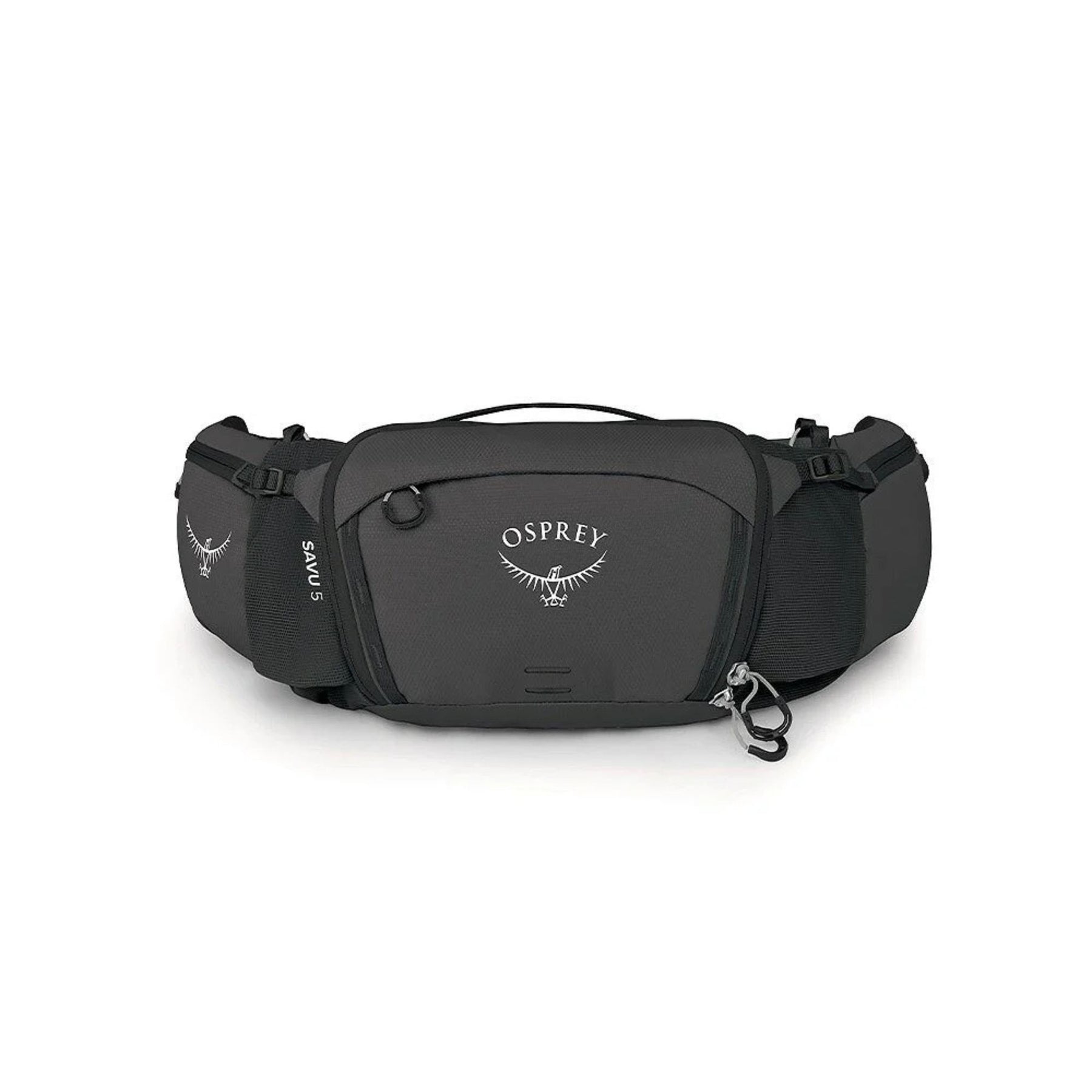 Osprey Savu 5 cintura da ciclismo con capacità 5 litri e tasche per borracce a scomparsa. Marsupio ergonomico per mountain bike con schienale traspirante AirScape e ampi scomparti per attrezzi e snack, ideale per escursioni e trail.