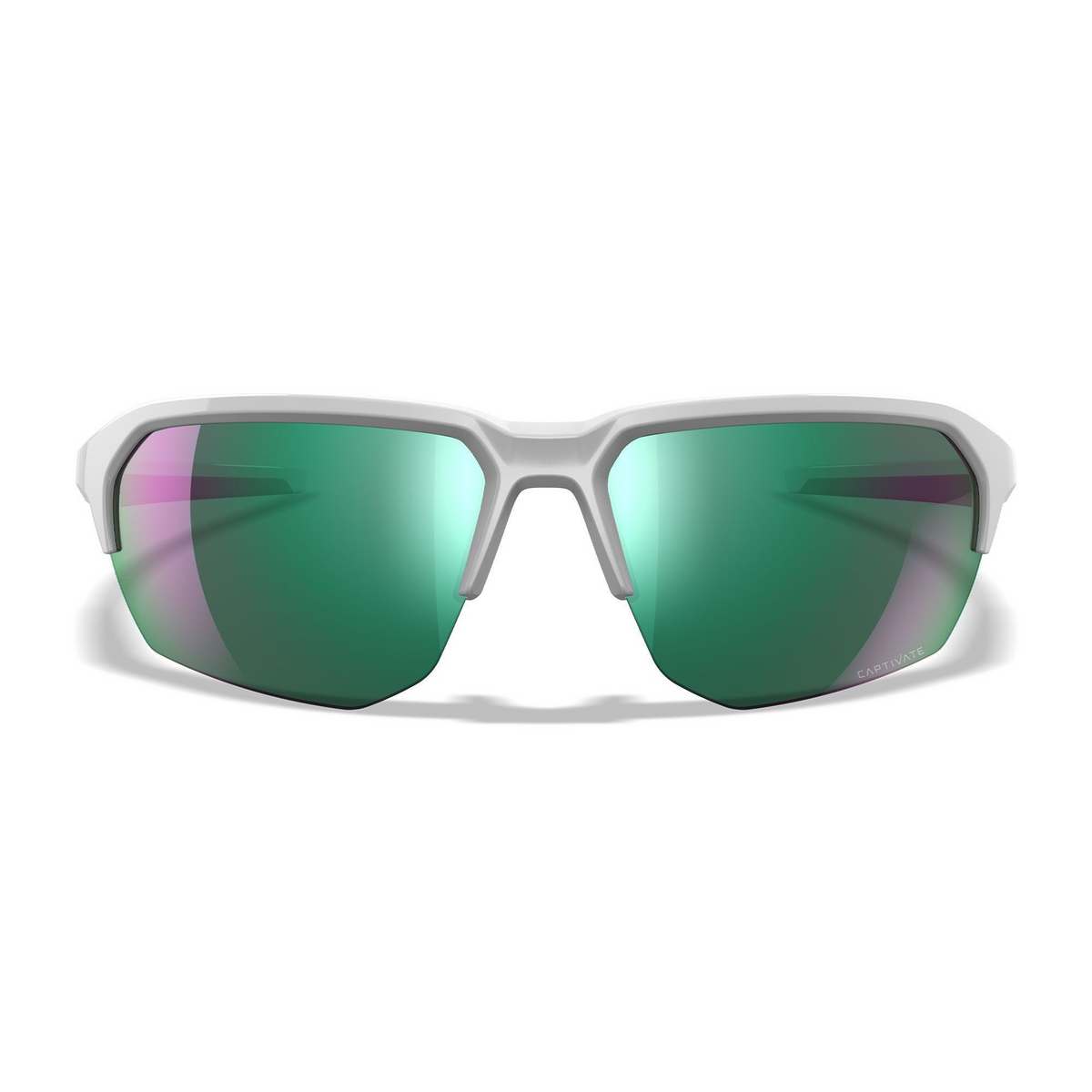 Occhiali da sole polarizzati Wiley X WX JAKL CHJKL07 con lenti CAPTIVATE Green Mirror, montatura Polished White in nylon Triloid™, protezione UV 100%, design avvolgente per attività outdoor e sportive SU BACKPACCO.IT