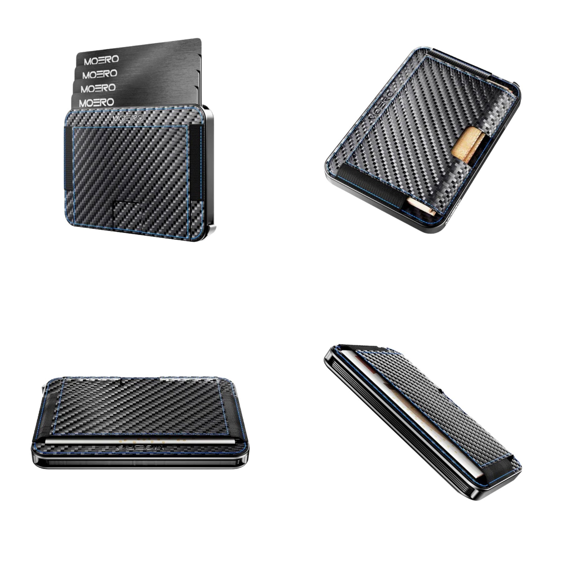 MOERO | M2 ULTRA CARBON RACING BLUE - Portafoglio MagSafe con localizzatore - BackPacco - BP-MOERO-M2ULTRA-CARBON-BLU