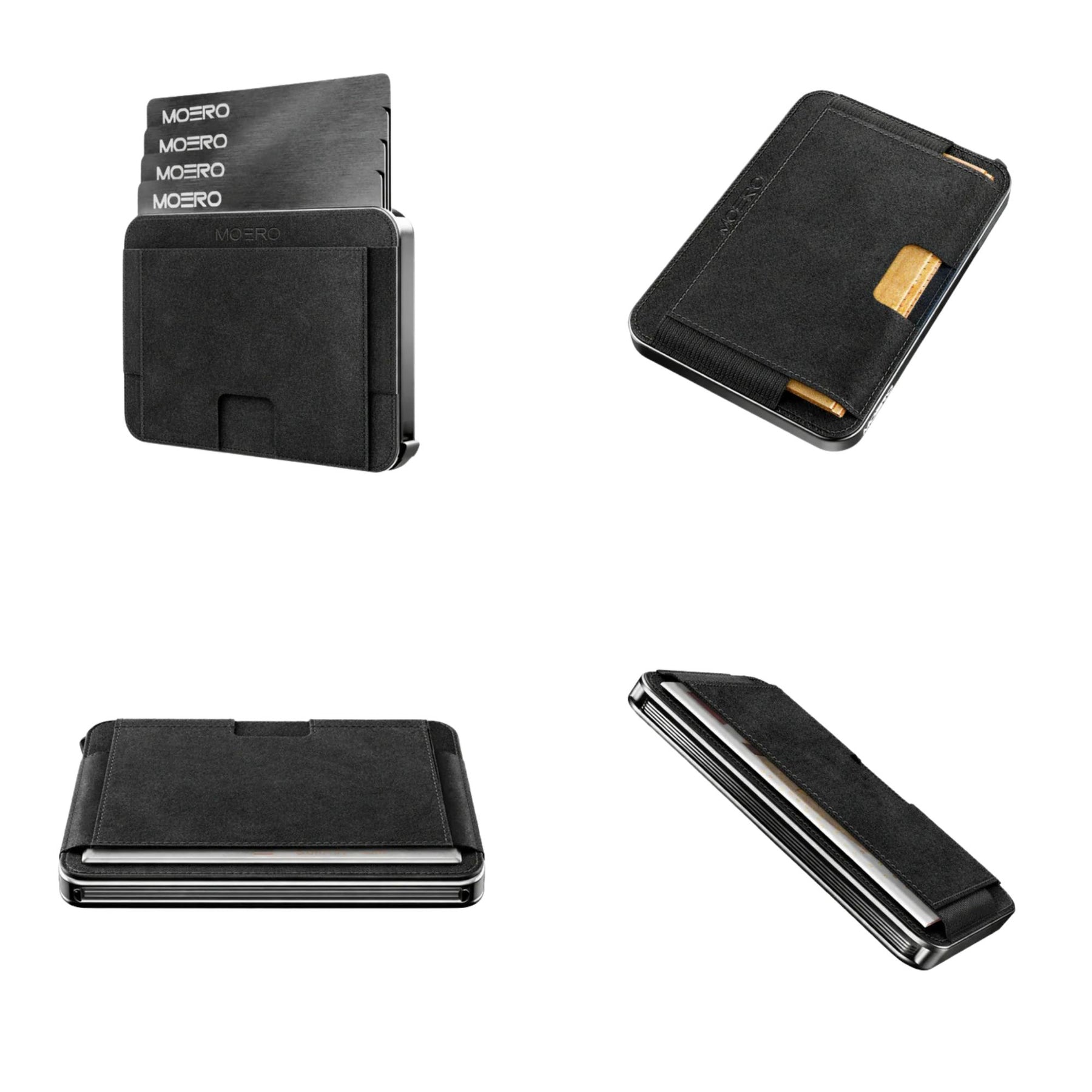 MOERO | M2 ULTRA ALCANTARA BLACK - Portafoglio MagSafe con localizzatore - BackPacco - BP-MOERO-M2ULTRA-ALCANTARA-BLK