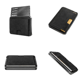 MOERO | M2 ULTRA ALCANTARA BLACK - Portafoglio MagSafe con localizzatore - BackPacco - BP-MOERO-M2ULTRA-ALCANTARA-BLK
