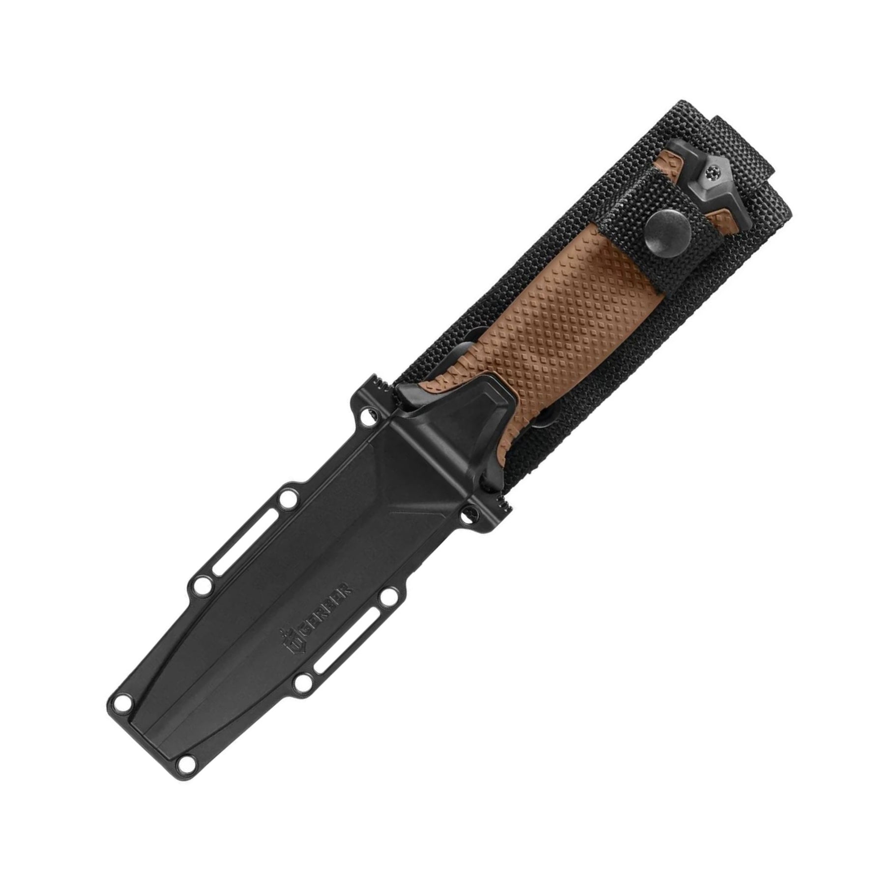 Gerber Strongarm MagnaCut coltello a lama fissa full tang in acciaio CPM MagnaCut con lama drop point e impugnatura testurizzata a diamante per sopravvivenza bushcraft e uso tattico outdoor