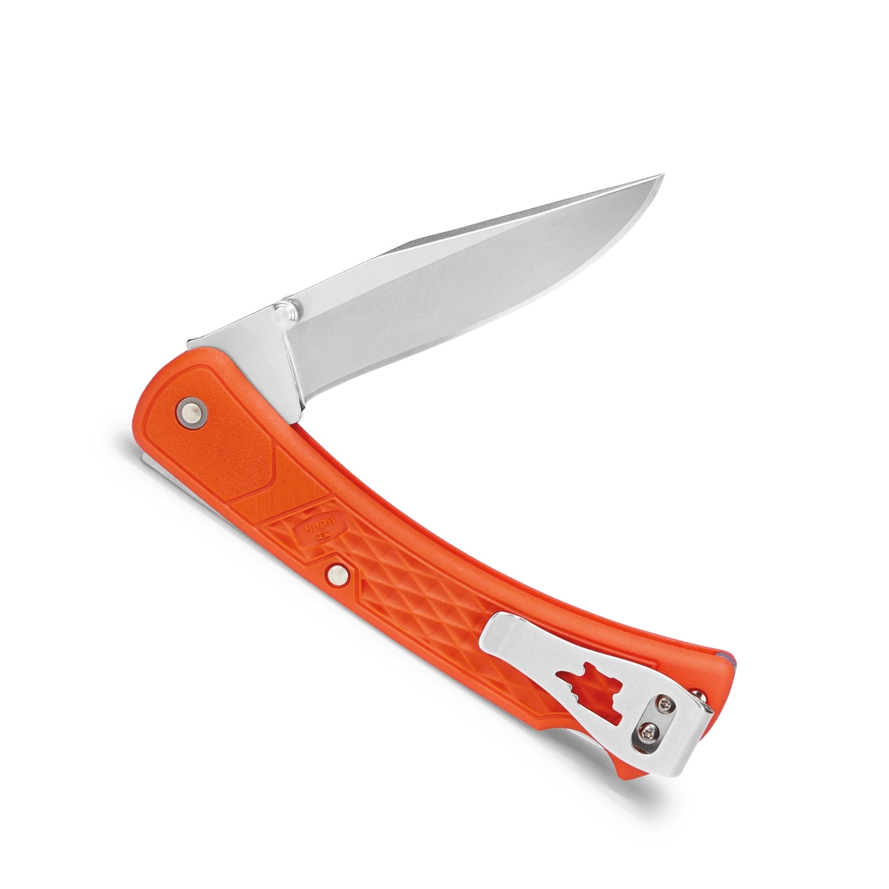 Buck 110 Slim Select coltello chiudibile EDC con lama clip point in acciaio 420HC, perno per apertura a una mano, sistema di blocco back lock e impugnatura ergonomica leggera in nylon rinforzato, ideale per outdoor e porto quotidiano.