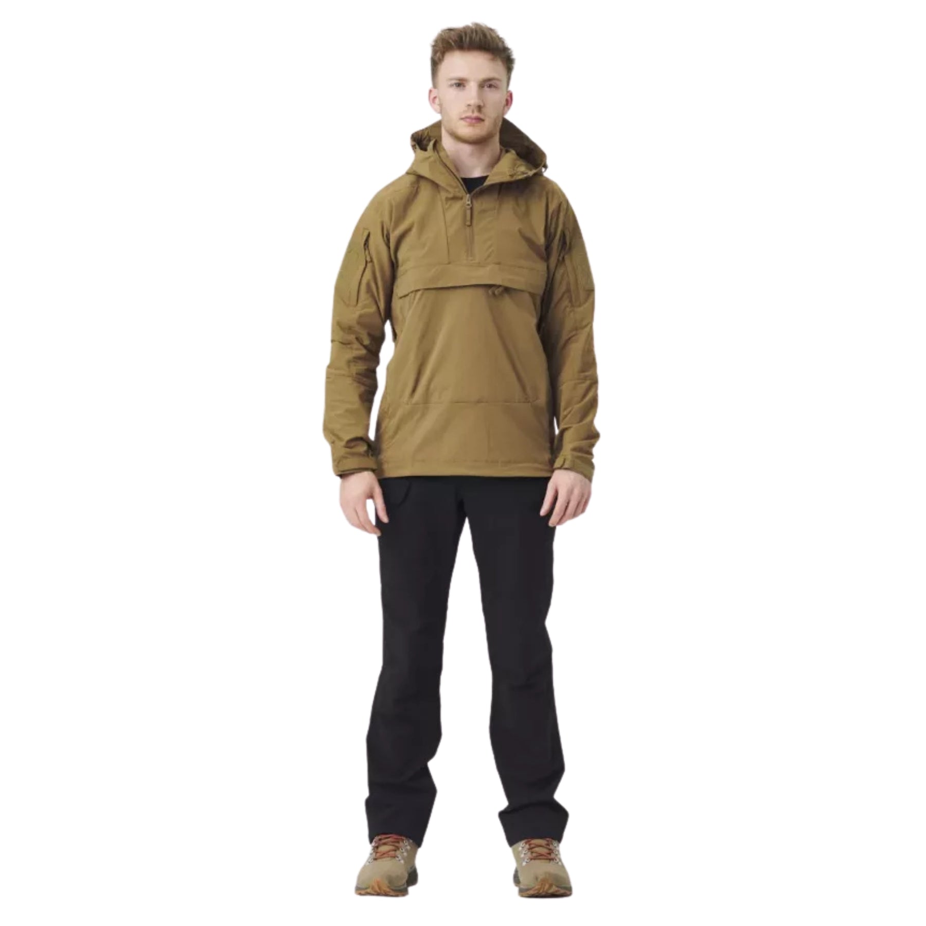 Helikon-Tex Mistral Anorak Jacket KU-MSL-NL giacca soft shell antivento e idrorepellente in tessuto elastico StormStretch con cappuccio regolabile, ampia tasca frontale a marsupio con organizer interno, tasche omerali e zip di ventilazione YKK per trekking, bushcraft e outdoor