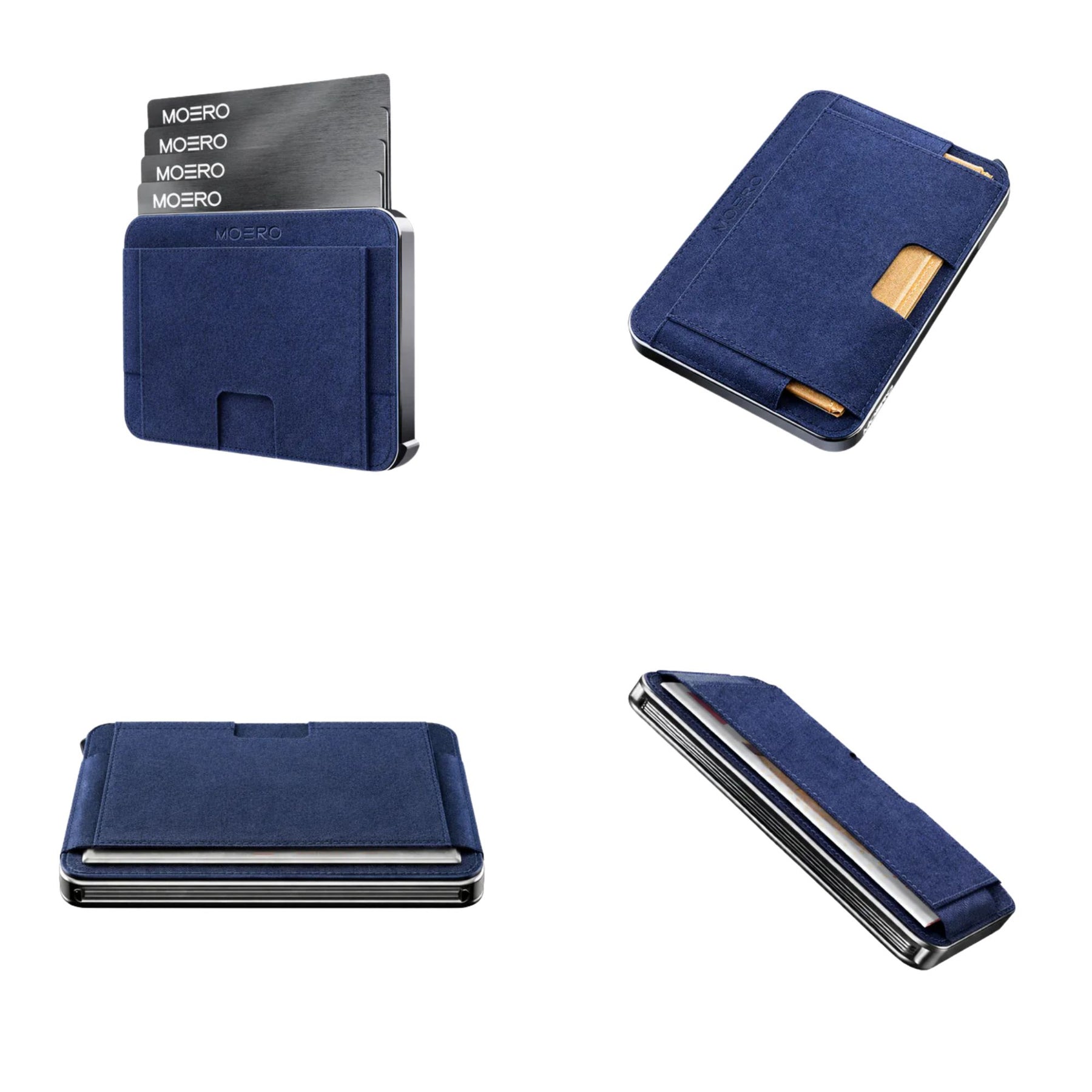 MOERO | M2 ULTRA ALCANTARA BLUE - Portafoglio MagSafe con localizzatore - BackPacco - BP-MOERO-M2ULTRA-ALCANTARA-BLU
