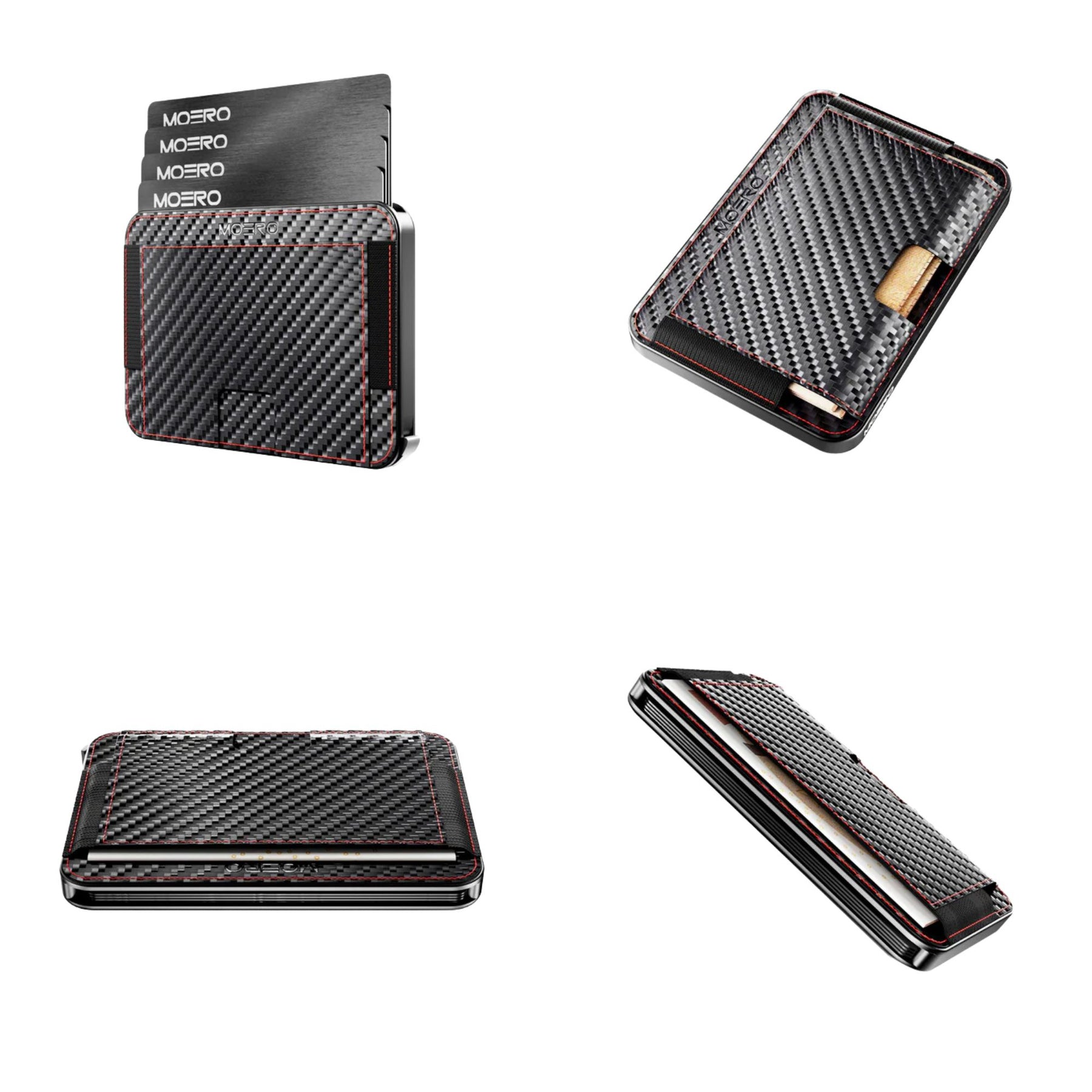 MOERO | M2 ULTRA CARBON RACING RED - Portafoglio MagSafe con localizzatore - BackPacco - BP-MOERO-M2ULTRA-CARBON-RED