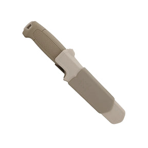 Morakniv Amberg Compact coltello a lama fissa compatto con profilo Scandi combinato, impugnatura ergonomica testurizzata ad alto grip con guardia salvadita e foro per cordino, ideale per outdoor, bushcraft ed escursionismo.
