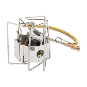 MSR DragonFly Stove fornello da campo multicombustibile. Sistema di cottura a fiamma regolabile con supporti per pentole stabili e base pieghevole per trekking e alpinismo.