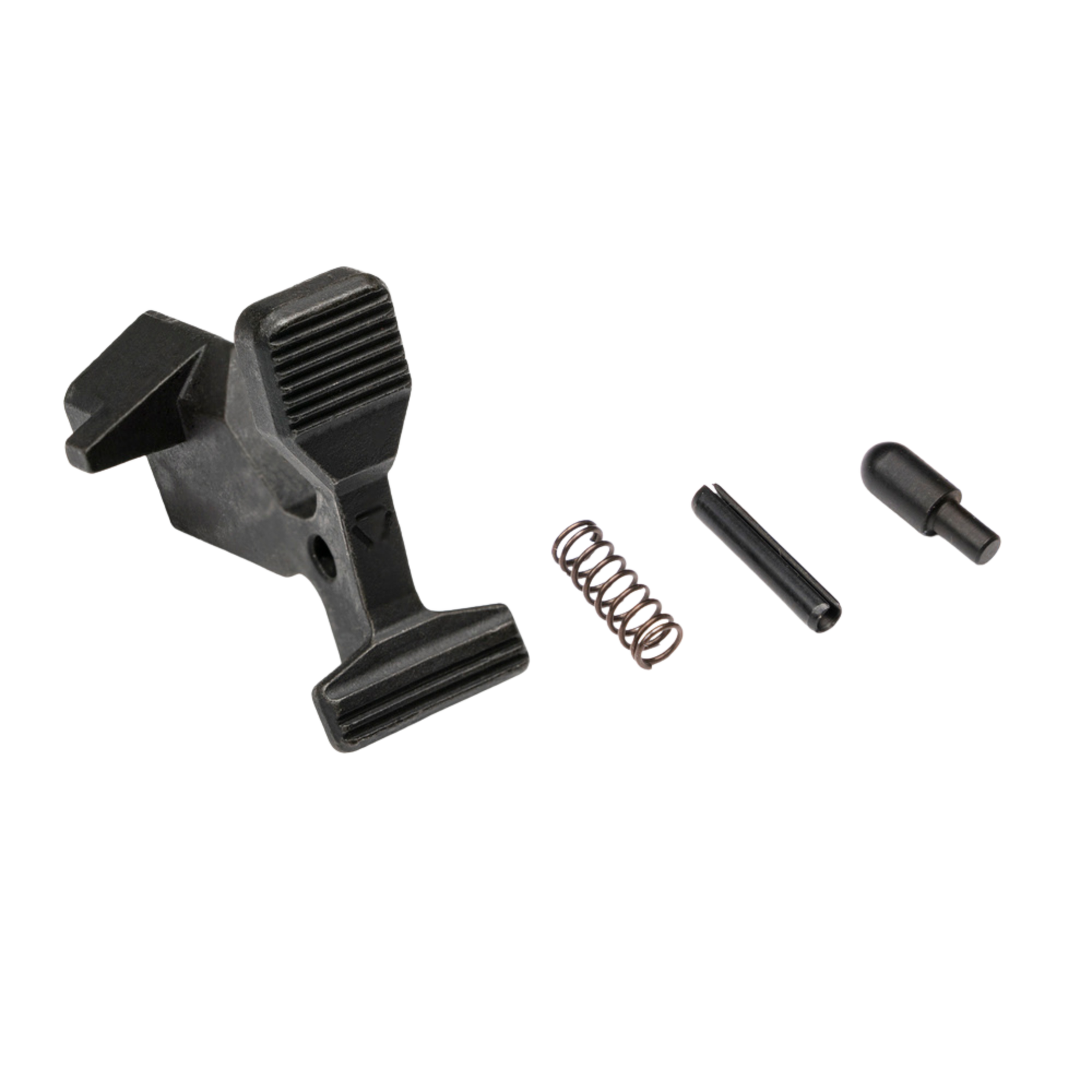 Leva di sgancio otturatore maggiorata Strike Industries Enhanced Bolt Catch di colore nero, specifica per fucili AR10, componente per il controllo del carrello con superfici zigrinate per una presa migliorata