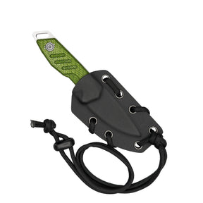 Extrema Ratio BFK NANO coltello a lama fissa neck knife compatto con lama drop point in acciaio, guancette ergonomiche sagomate e foro passante per cordino da porto al collo o EDC tattico