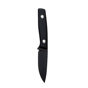 TRC Knives Classic Freedom DLC coltello a lama fissa da outdoor e bushcraft con lama Drop Point rivestita in DLC manico zigrinato con texture antiscivolo e passanti per il cordino completo di fodero in Kydex per il trasporto sicuro