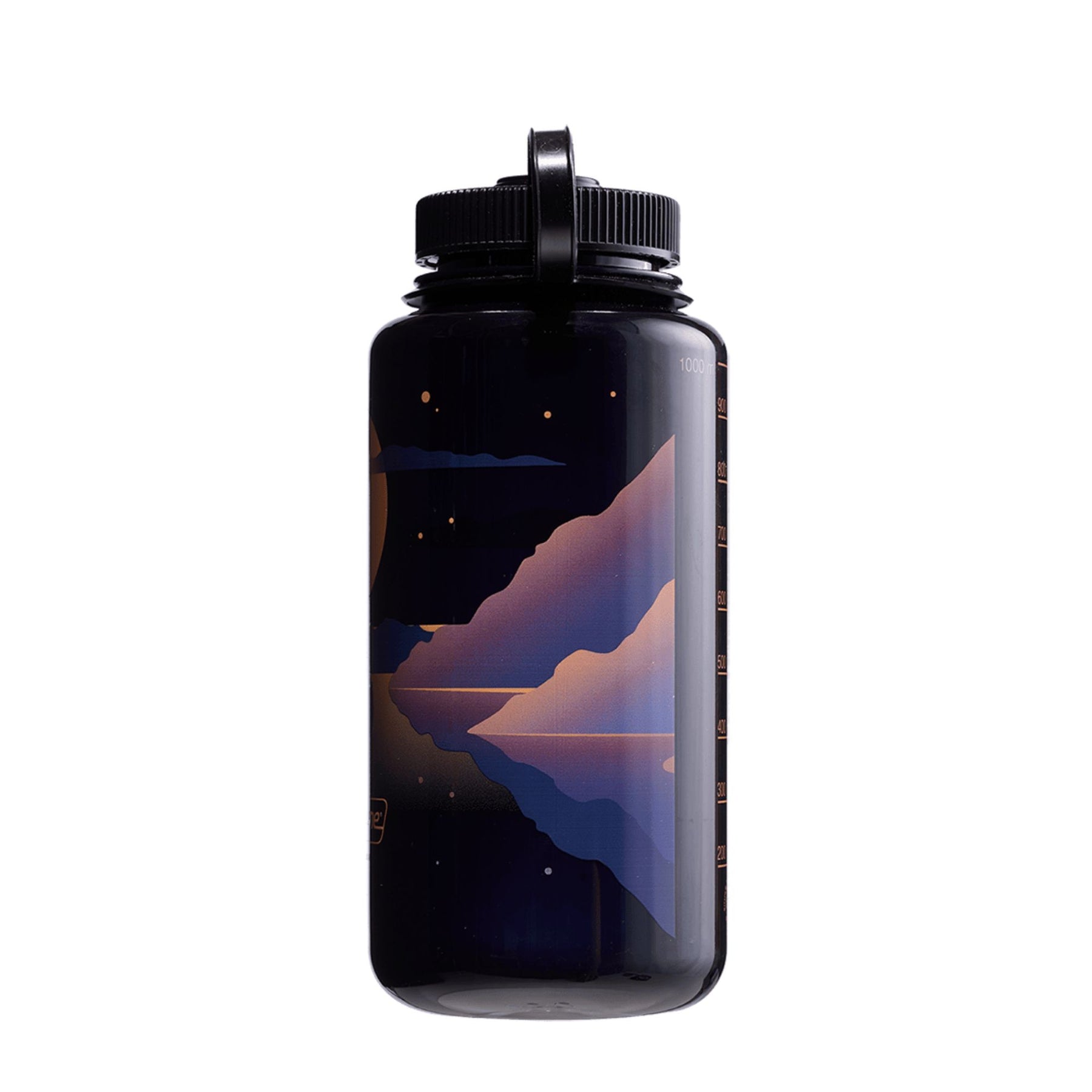 NALGENE | WIDE MOUTH NEGATIVE LANDSCAPE PRINT BOTTLE Odyssey Grey with Moonset - Borraccia a bocca larga 1 L in edizione limitata