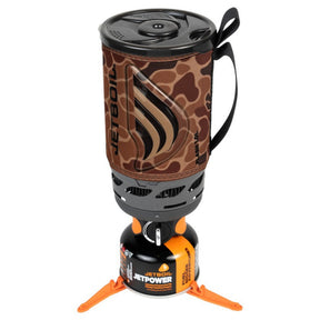 Jetboil Flash Fast Boil System fornello a gas da campeggio con tazza integrata da 1.0L munita di custodia isolante e indicatore termocromatico di ebollizione poggiato su cartuccia di combustibile Jetpower stabilizzata da treppiede per escursionismo e outdoor