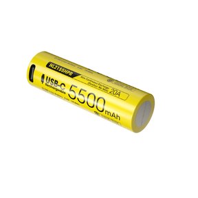 Batteria ricaricabile Nitecore NL2155HPR Li-ion 21700 da 5500 mAh, con porta di ricarica integrata USB-C e scarica continua massima di 20A, alta capacità e prestazioni per torce e dispositivi ad alto assorbimento