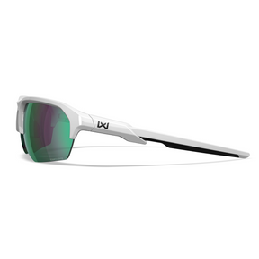 Occhiali da sole polarizzati Wiley X WX JAKL CHJKL07 con lenti CAPTIVATE Green Mirror, montatura Polished White in nylon Triloid™, protezione UV 100%, design avvolgente per attività outdoor e sportive SU BACKPACCO.IT