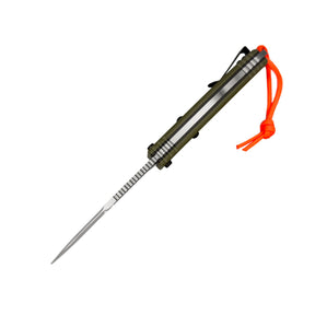 Extrema Ratio RAO C Outdoor. Coltello chiudibile compatto per bushcraft. Lama robusta drop point in acciaio, manico ergonomico in alluminio con grip strutturato, sistema di blocco di sicurezza e clip reversibile. Strumento professionale per sopravvivenza.