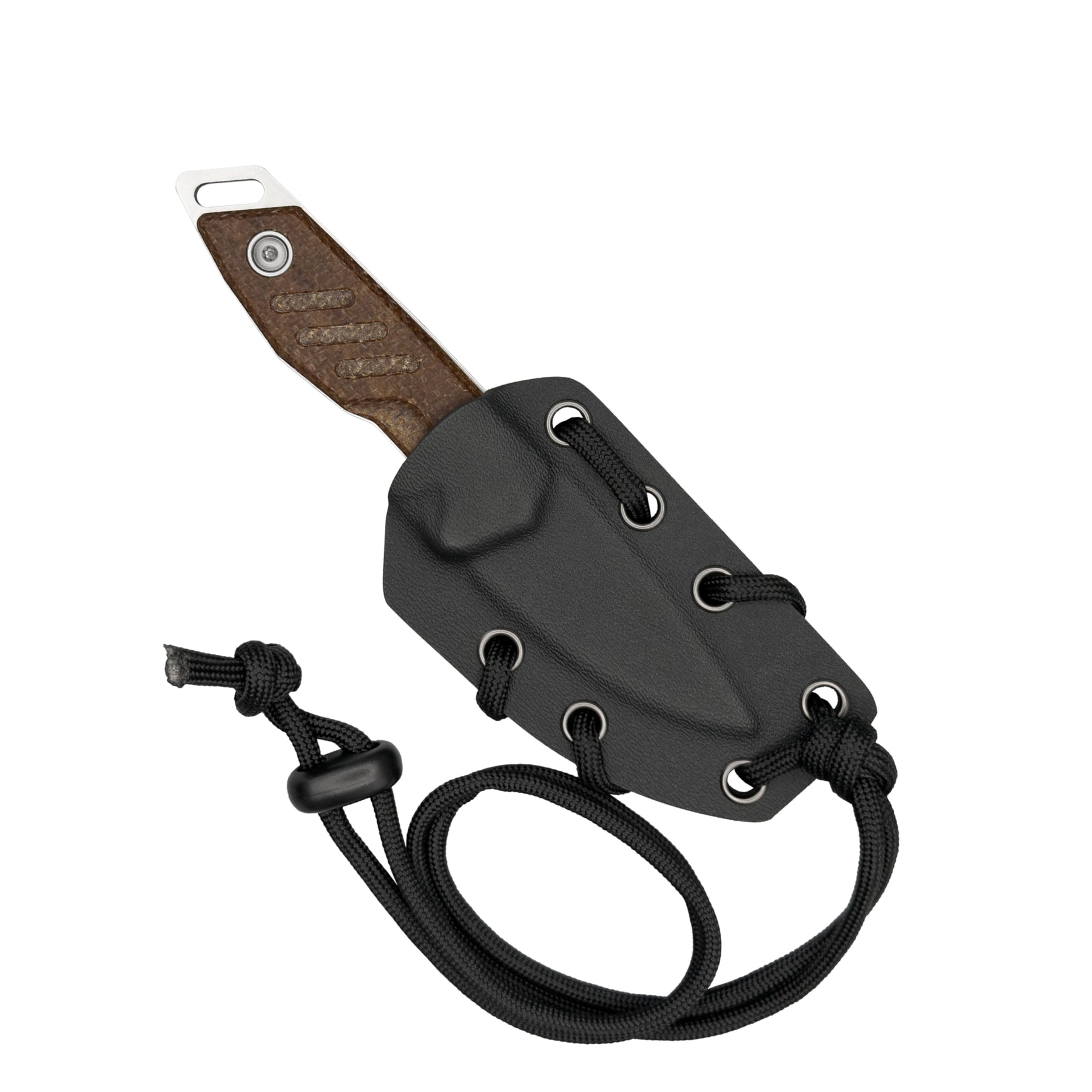 Extrema Ratio BFK NANO coltello a lama fissa neck knife compatto con lama drop point in acciaio, guancette ergonomiche sagomate e foro passante per cordino da porto al collo o EDC tattico