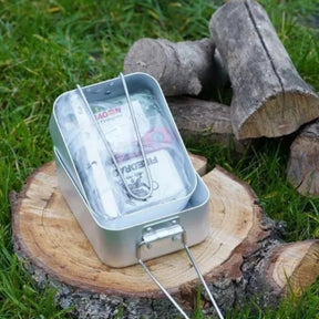 BCB Outdoor Cooking Set kit per cucina outdoor completo di gavette in metallo con manici pieghevoli, fornello portatile, combustibile solido, posata multiuso e acciarino