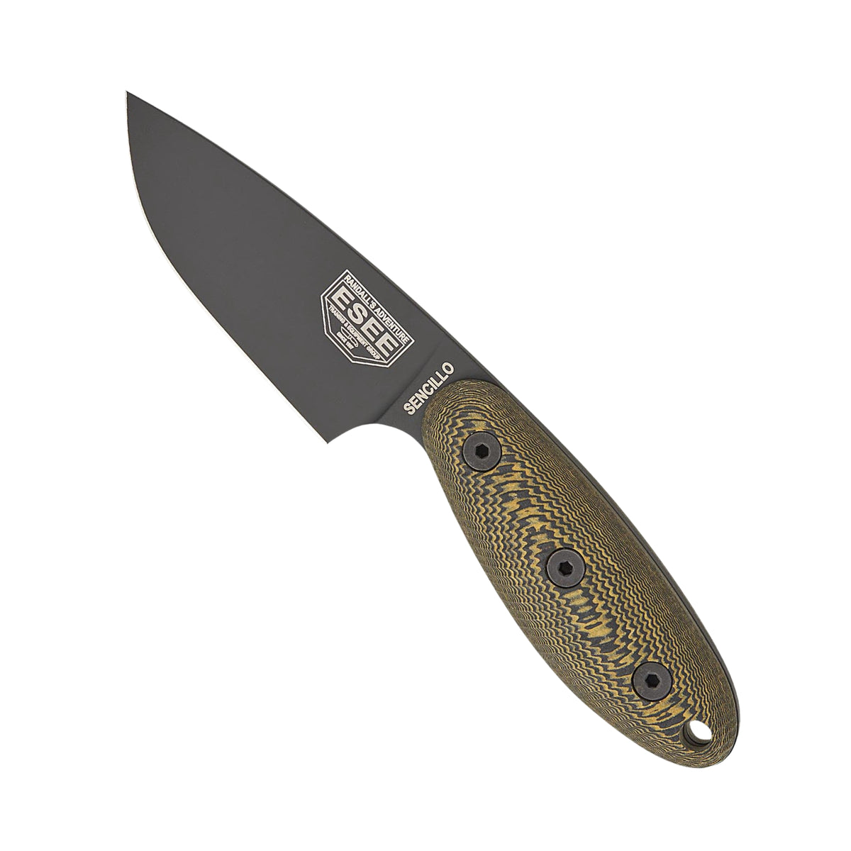 ESEE SENCILLO coltello a lama fissa full tang con guancette testurizzate e foro per cordino per attività outdoor e sopravvivenza
