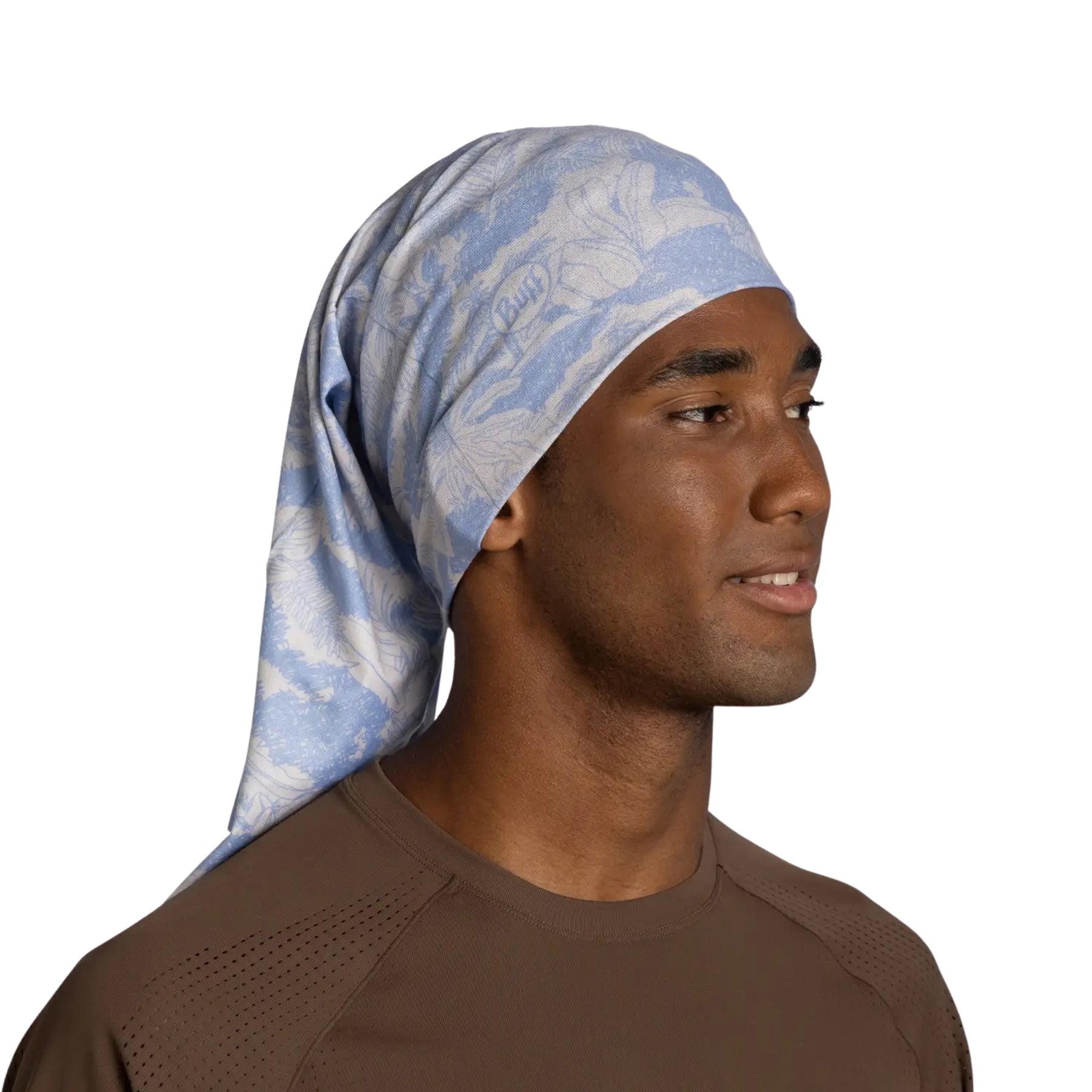 Buff Coolnet UV Neckwear LOER GLORY BLUE scaldacollo multifunzionale con protezione solare UPF 50+ ideale per attività all'aperto, corsa e trekking. Fascia elastica traspirante senza cuciture con logo visibile, perfetta per lo sport in estate.