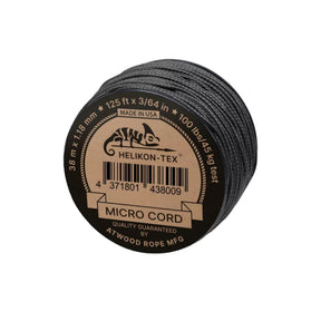 Helikon-Tex Micro Cord cordino sintetico da 1,18 mm e lunghezza 38 metri prodotto da Atwood Rope MFG con resistenza a trazione di 45 kg, ideale per bushcraft, sopravvivenza, fissaggio equipaggiamento e progetti EDC fai-da-te