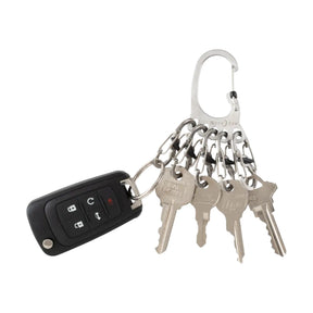 Nite Ize Bigfoot Locker Keyrack Stainless Steel moschettone portachiavi a forma di impronta con cinque piccoli S-Biner MicroLock con blocco, chiusura di sicurezza a scorrimento centrale per organizzazione chiavi e attrezzatura EDC