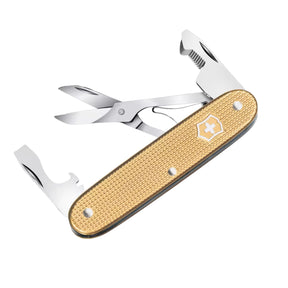 Victorinox Companion Slim Alox coltello multiuso ultra sottile con guance in alluminio zigrinato, forbici, apripacchi con punta cacciavite e apribottiglie. Strumento tascabile svizzero essenziale e resistente per il trasporto quotidiano.
