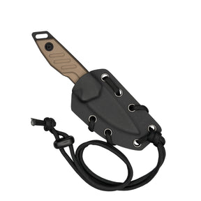 Extrema Ratio BFK NANO coltello a lama fissa neck knife compatto con lama drop point in acciaio, guancette ergonomiche sagomate e foro passante per cordino da porto al collo o EDC tattico