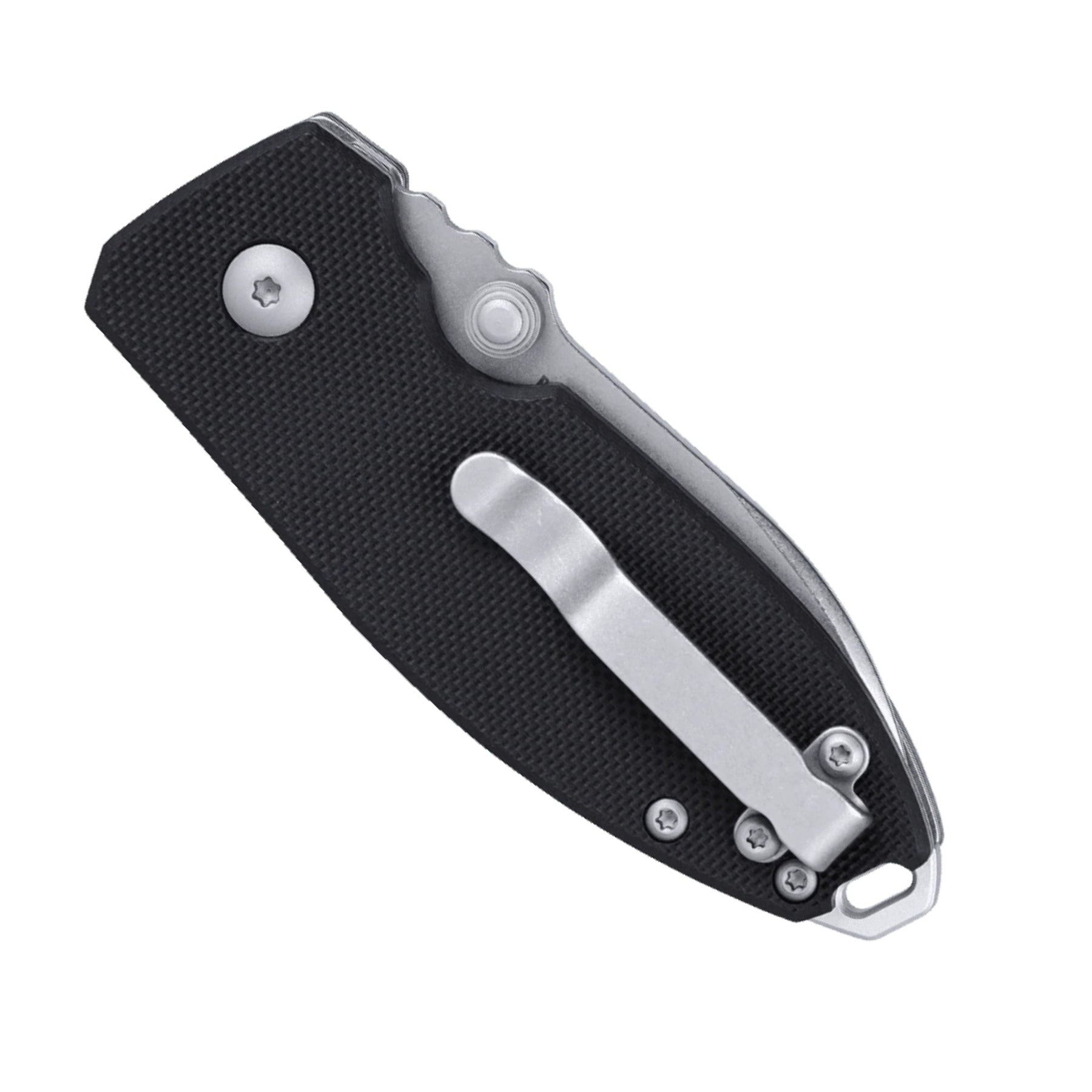 CRKT Squid Button Lock 2474 coltello chiudibile EDC con lama drop point stonewash, thumb stud per apertura rapida, meccanismo di sicurezza button lock e impugnatura ergonomica testurizzata con foro per cordino, ideale per escursionismo e outdoor.