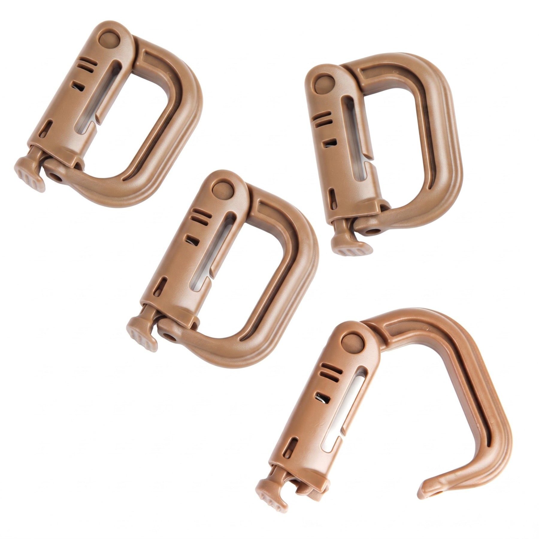 101 INC GRIMLOC set di moschettoni EDC pack da 4 anelli a D in polimero per aggancio tattico su sistema MOLLE e spallacci zaini