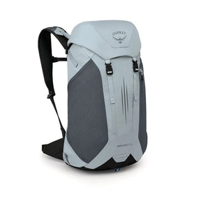 Osprey Hikelite LT 30 Zaino da 30 L ultraleggero da trekking ed escursionismo con schienale ventilato AirSpeed, tasche laterali in rete elasticizzata, spallacci ergonomici e chiusura a cappuccio con fibbie per outdoor su sfondo bianco.