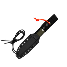 Extrema Ratio F.O.K. Outdoor coltello a lama fissa. Lama in acciaio Nitrogen 58 HRC con profilo drop point e finitura satinata. Manico ergonomico smontabile con singolo vite di fissaggio e laccio di sicurezza. Design compatto e robusto ideale per bushcraft e attività all'aperto.