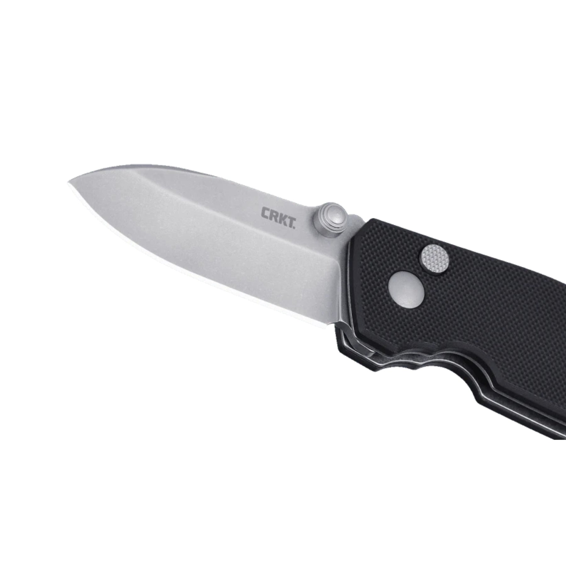 CRKT Squid Button Lock 2474 coltello chiudibile EDC con lama drop point stonewash, thumb stud per apertura rapida, meccanismo di sicurezza button lock e impugnatura ergonomica testurizzata con foro per cordino, ideale per escursionismo e outdoor.
