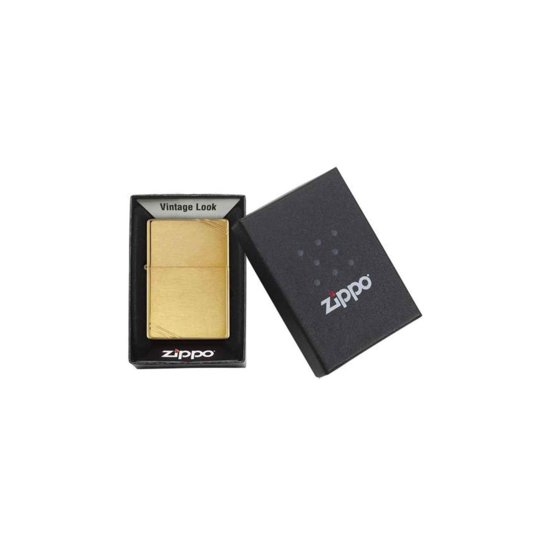 ZIPPO | BRUSHED BRASS VINTAGE WITH SLASHES - Accendino