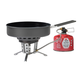 MSR WindBurner Ceramic Skillet padella da campeggio con rivestimento in ceramica antiaderente, anello cattura calore e manico pieghevole per sistemi di cottura outdoor