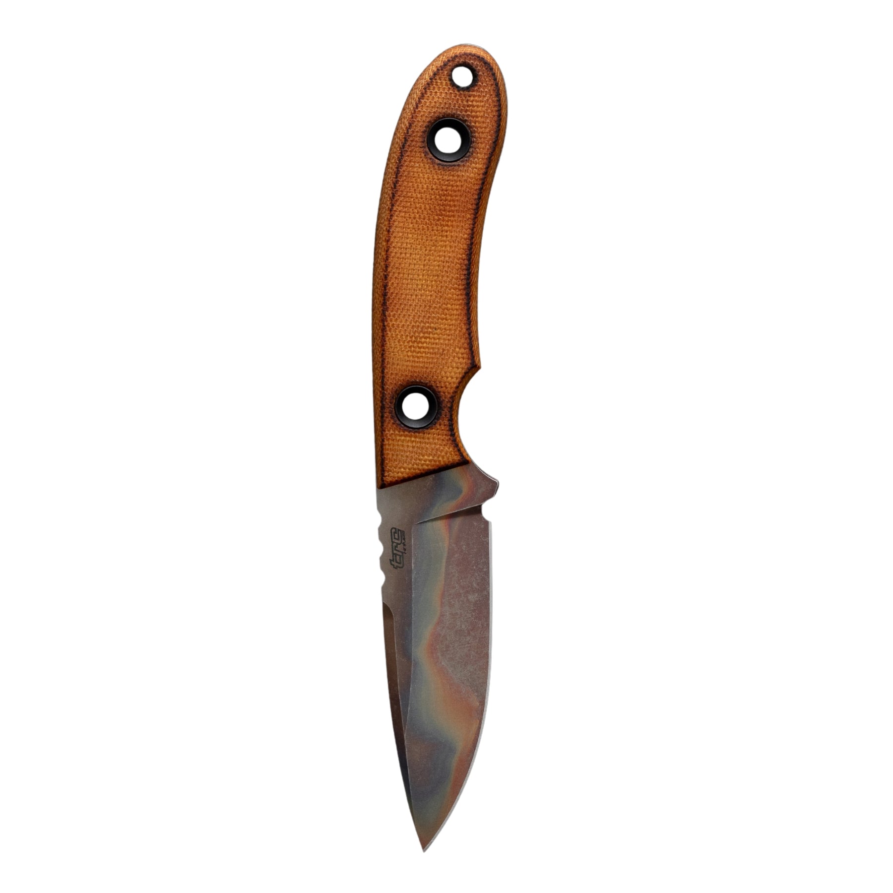 TRC Knives Kosmos Post Apo coltello a lama fissa in edizione limitata con finitura Apocalypse, guancette ergonomiche in micarta e foro per laccetto, ideale per bushcraft, outdoor ed escursionismo