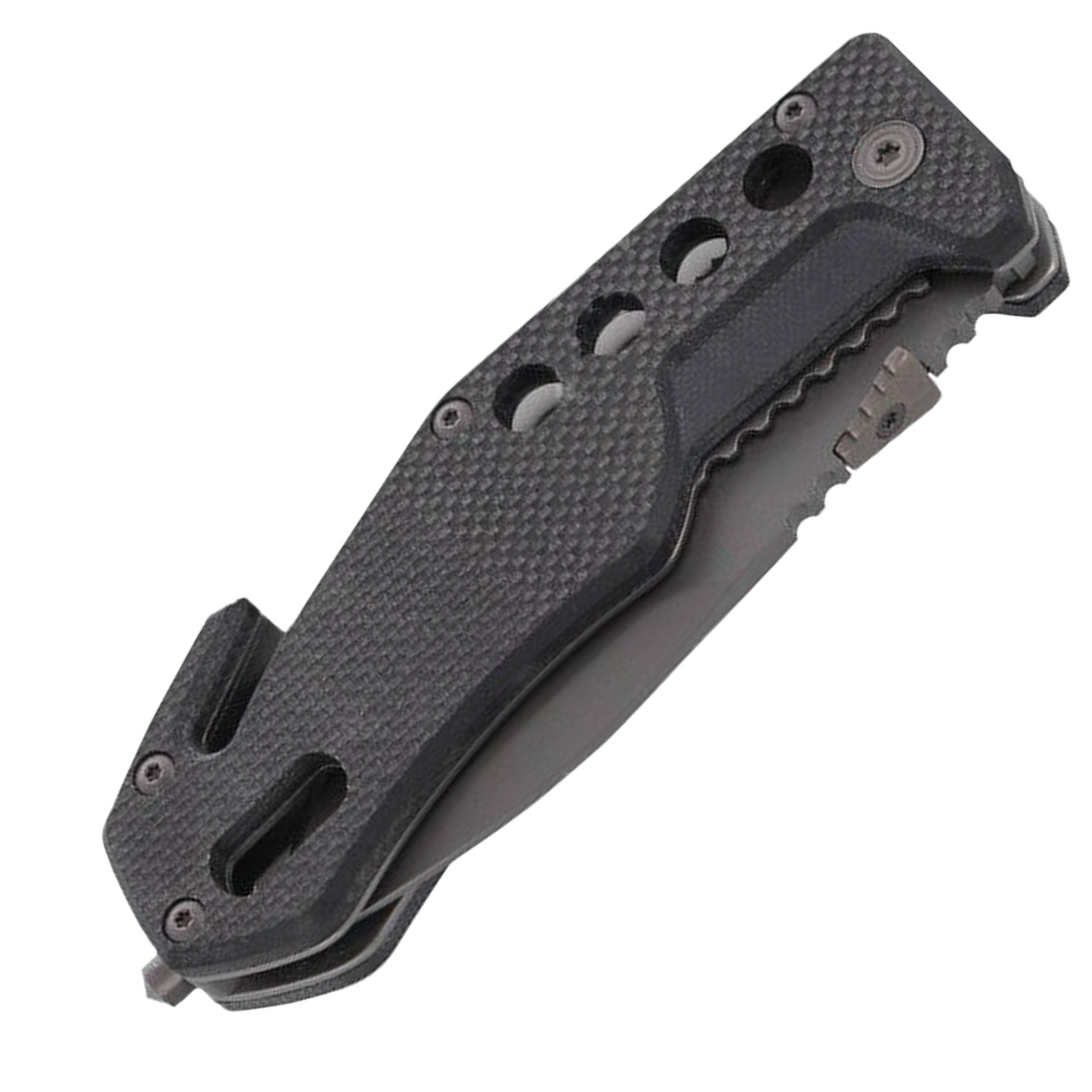 Coltello chiudibile multiuso Black Fox Tactical modelli BF-115 e BF-117 da soccorso (Rescue), lama parzialmente seghettata, manico in alluminio o G10, dotato di tagliacinture, rompi-vetro e chiave esagonale, ideale per emergenza e professionisti