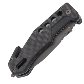 Coltello chiudibile multiuso Black Fox Tactical modelli BF-115 e BF-117 da soccorso (Rescue), lama parzialmente seghettata, manico in alluminio o G10, dotato di tagliacinture, rompi-vetro e chiave esagonale, ideale per emergenza e professionisti