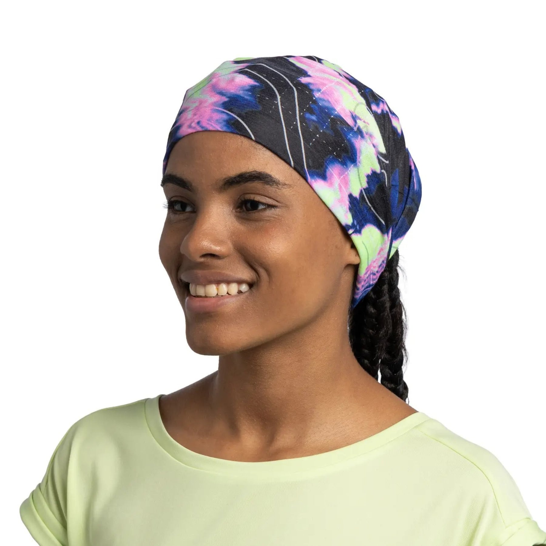 Buff Coolnet UV Neckwear Dovic Ultramarine scaldacollo multifunzionale con protezione solare UPF 50+ ideale per attività all'aperto, corsa e trekking. Fascia elastica traspirante senza cuciture con logo visibile, perfetta per lo sport in estate.