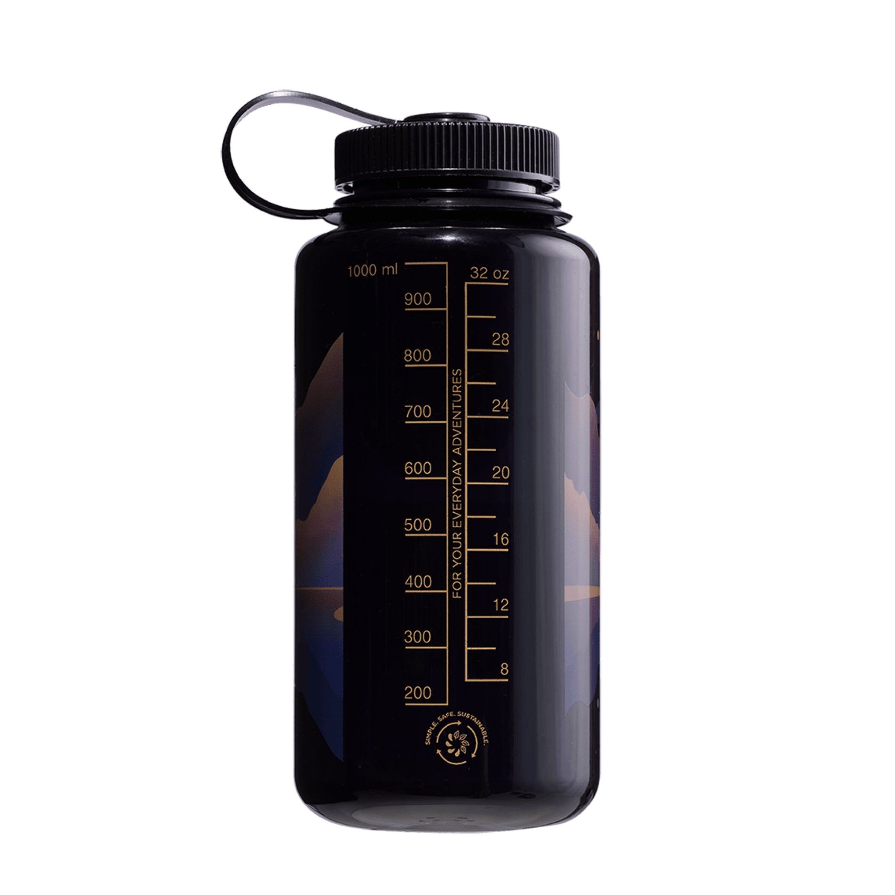 NALGENE | WIDE MOUTH NEGATIVE LANDSCAPE PRINT BOTTLE Odyssey Grey with Moonset - Borraccia a bocca larga 1 L in edizione limitata