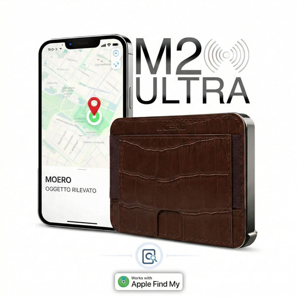 MOERO | M2 ULTRA COCCO BROWN - Portafoglio MagSafe con localizzatore